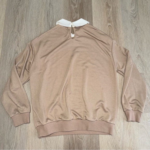 Cést La Vie Paris Tan & White Collared Long Sleeve Shirt by SHEIN - Size XS - Picture 4 of 7